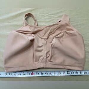 Glamorise High Support Wireless Sports Bra Beige 46G Adjustable Wide Straps